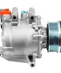 Rock Solid AC Compressor For Honda Civic One Point Eight Liter Engine Years Two Thousand Six Through Two Thousand Eleven side view with silver body.