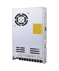 Space-Saving 1U Enclosed Power Supply 24V DC 350W 14.6A For Control Cabinets, slim silver metal case with cooling fan and terminals