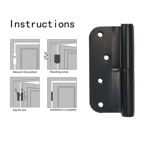Installation instructions with Heavy Duty Lift Off Door Hinges Set 4 Inch By 3 Point 5 Inch H Shaped Detachable Hinges Black 201 Stainless Steel