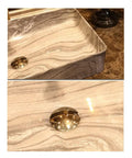 USZWBY Vessel Sinks Bathroom Sink Art Countertop Basin Rectangular Ceramic Washbasin top view showcasing modern marble design and drain.
