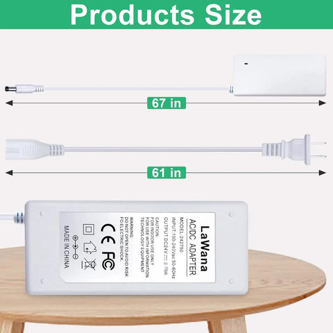 Replacement 24V DC Power Cord for Cricut Maker 3 Cutting Machine showing power adapter with cable measurements in inches.