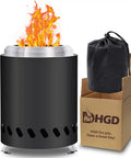 Smokeless Tabletop Fire Pit For Outdoor Use Portable Mini Stove with Carry Bag Stainless Steel Black in Packaging