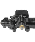 Power Steering Box for 1997-2005 Ford Super Duty Truck Van and SUV showing side view with black finish and input/output ports.