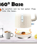 1.7L Electric Kettle With Fast Boil 1200W For Quick Hot Water, 360 Degree Cordless Base demonstration, beige finish