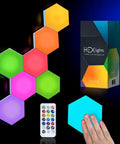 Hexagon LED Sensory Lights For Teens 7 Pack With Touch Tap Control Remote Included Autism Friendly Wall Panels