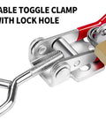 8 Pack Heavy Duty Toggle Latch Clamp With Lock Hole, 550 Lbs Holding Capacity, Adjustable Range, shown in locked position.