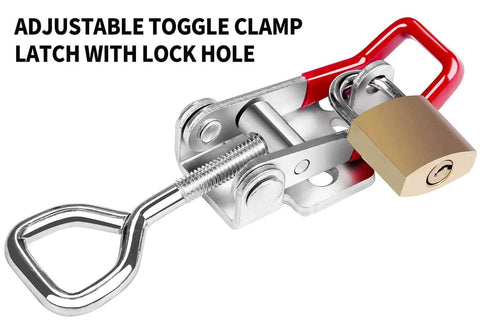 8 Pack Heavy Duty Toggle Latch Clamp With Lock Hole, 550 Lbs Holding Capacity, Adjustable Range, shown in locked position.
