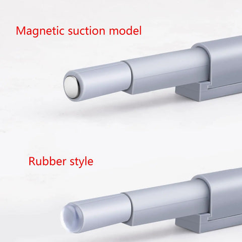 5 Pack Push To Open Cabinet Latch Rebounders Hands Free Open Close For Doors Drawers And Wardrobe Cabinets No Drilling Easy Install Heavy Duty Touch Latches with magnetic and rubber tips visible.