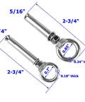 Beefy Heavy Duty Concrete Wall Eyebolt Anchors Set, 6 Pcs Expansion Eyebolts M6x70mm In 304 Stainless Steel dimensions diagram