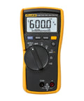 Electrician's Multimeter With Auto Volt AC DC Voltage Selection, Low Input Impedance To Prevent Ghost Readings, Large White LED Backlit Display For Dim Workspaces, Resistance And Continuity Testing, Min Max Average Recording, Pro Grade Handheld Tool, showing front view with yellow and black casing.