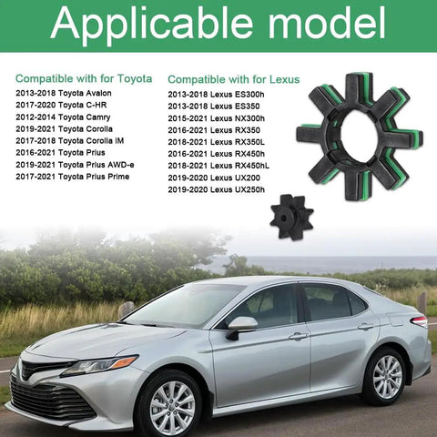 Applicable model chart for 2 Sets Damper Electric Power Steering Shaft Kit With Steering Coupler And Damper Spacer For C-HR Camry Prius, Steering Bushing Replacement With Beefed-Up Nylon Construction For A Smooth Quiet Ride Plug And Play OEM 4525428040 4525328130