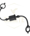 Black ISO A hydraulic quick-disconnect dust cap and plug cover for 1/2 in tractor couplers, with end-ring lanyards