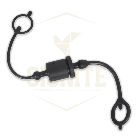 Black ISO A hydraulic quick-disconnect dust cap and plug cover for 1/2 in tractor couplers, with end-ring lanyards
