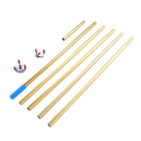 No Sweat Ladder Free Grind With This Smooth Twist Smoke Detector Removal Tool featuring six metal poles and two attachments.