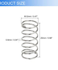 10 Pack 0.9mm Wire Diameter 12mm Outer Diameter 25mm Length Stainless Steel Compression Springs 304 For Ballpoint Pen Pressure And Quick Home And Shop Repairs Silver