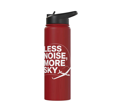 Red stainless steel insulated water bottle for glider pilots and tow crew, aero tow hydration on the fly for thermals.