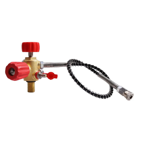 DIN Valve Scuba Adapter With Gauge M18x1.5 DIN Thread High Pressure 4500 Psi 300 Bar PCP Paintball Filling Station with 24 Inch Soft Hose
