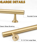 Close-up of 3 Inch Solid Brass Cabinet Pulls Round Bar Handles Brushed Gold with rounded corners and large base details.