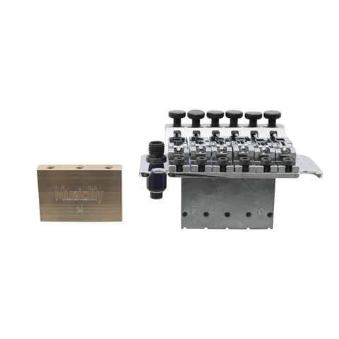 Solid Brass Tremolo Block 34mm Direct Fit For Floyd Rose Locking Tremolo Bridges On Original Series Guitars Beefy 6 And 7 String Setup Special Series 6-String 1000 Series 6-String Only Not For 7-String Models, brass block