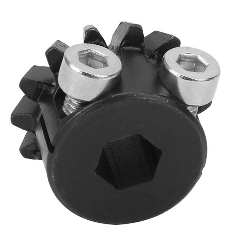 Close-up of Pro-Grade 8mm Bevel Pinion Gear 14 Teeth with Cast Steel Clamp Bore Sprocket for industrial automation use