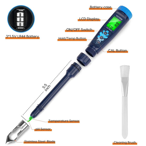 Digital Easy To Use Soil pH Tester For Indoor Pots And Outdoor Gardens Pro Grade pH Meter For Soil And Water Quick Accurate Readings with accessories