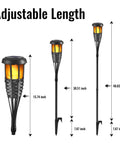 Four Pack Outdoor Tiki Torches With Realistic Flickering Flame Waterproof Bamboo Handwoven Rattan Design in Black, adjustable height.
