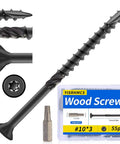 Image showing Size 10 Three Inch Deck Screws With Torx T25 Drive, 55 Pack Carbon Steel Black Epoxy Coated For Outdoor Use.