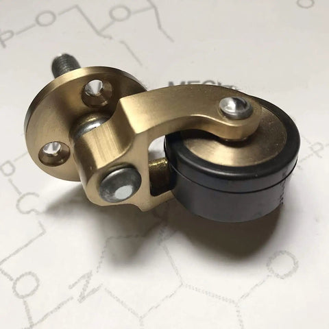 Built Ridiculous Solid Brass Casters, 1 Inch Swivel Wheel Casters With Heavy Duty Screw Stem, Nailed It Setup close-up view of brass caster.