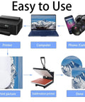 Diagram showing steps for using 20 Pack Sublimation Coaster Blanks Set With Square And Round Cup Mats For DIY Heat Transfer Projects