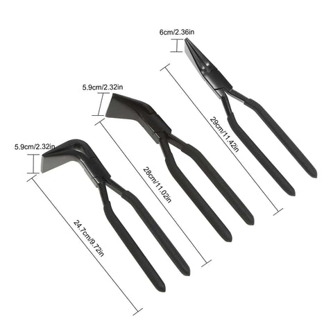 Pro Grade Three Piece Hand Seamer Sheet Metal Tool Set With Straight 45 Degree And 90 Degree Benders showing dimensions