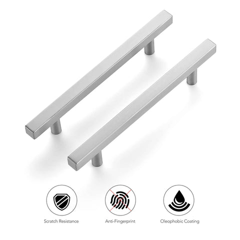 Two 60 Pack Square Cabinet Pulls In Brushed Nickel 7 3 8 Inch Length 5 Inch Hole Center Stainless Steel Kitchen Drawer Handles with icons