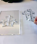 Top Shelf Acrylic Router Template Set Featuring Hella Precise Woodworking Stencils For Holy Week Do It Yourself Crafts Knockout Bunny Cross Egg Church Patterns Reusable Solid Guide Collection with cross templates.