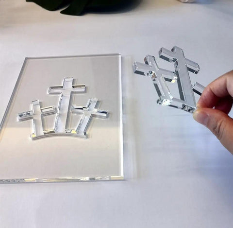 Top Shelf Acrylic Router Template Set Featuring Hella Precise Woodworking Stencils For Holy Week Do It Yourself Crafts Knockout Bunny Cross Egg Church Patterns Reusable Solid Guide Collection with cross templates.