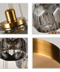 Close-ups of 3 Light Prism Crystal Pendant Light With Smoke Finish, Triple Round Ceiling Pendant Fixture, 9W LED, Perfect For Dining Room