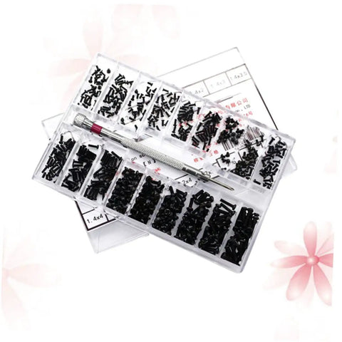 Two Piece Miniature Screw Set With Countersunk Round Screws For Small Machines Notebooks And Glasses Repair, Lightweight Portable Kit