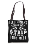Funny Wire Strippers Electrician Tote Bag For Men Badass Electrical Engineering Gift, black canvas with printed graphic design.