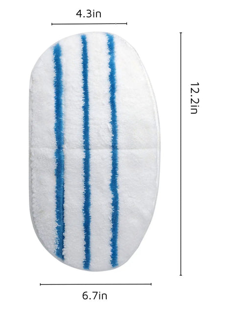 8 Pack Steam Mop Pads For ThermaPro 10-In-1 Steam Mop with blue stripes, washable microfiber, dimensions labeled