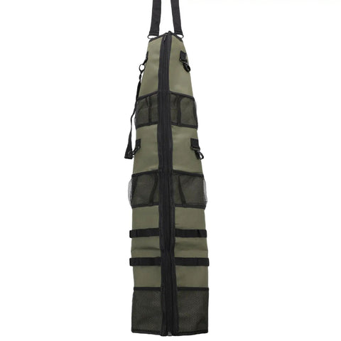 Side view of Hanging Travel Toiletry Bag For Camping And Travel, 600D Oxford On The Go Storage Organizer with mesh pockets, loops, hooks
