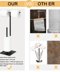 Comparison of free standing toilet paper holder for bathroom in black finish, sturdy stainless steel base, 22.8 inch tall.
