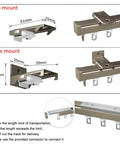 Diagram showing heavy duty ceiling or wall mounted curtain track kit with silent rollers, top and side mount installation options.