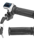 Half Twist Electric Bike Throttle with LED Power Indicator and Key Lock for 36V E Bikes and Scooters, black grip and key.