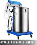 Industrial Powerhouse Electric Powder Coating Machine Equipped With Electrostatic Spray Gun For Slick Metal Results Featuring Badass Long Lasting Rust Defense And Corrosion Resistance on a portable push-pull wheeled stand.