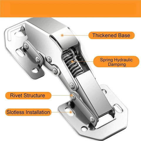 Close-up of 90 Degree Soft Close Cabinet Hinges Surface Mount Frameless Concealed Cupboard Door Hardware highlighting features