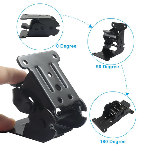 Hella Tough Heavy Duty Folding Brackets 2 Pack showing 0, 90, and 180 degree positions for adjustable support legs.