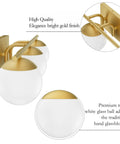 Slick Gold Vanity Light Fixture Three Light Mid Century Modern Bathroom Wall Sconce With Milky Glass Globe, 24 Inch Long
