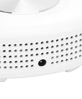 Close-up of the bottom of the Kickass Smart Heated And Cooled Electric Mug showing its white body and ventilation holes.