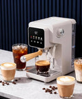 Next Level Touchscreen Espresso Machine Loaded With A 20 Bar Italian Pump And Quick Release Steam Wand brewing lattes and espresso.