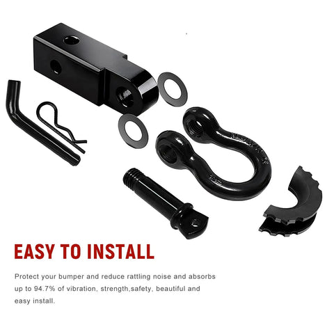 10 Piece D Ring Shackle Isolators And Washers Kit For Three Quarters Inch Rubber Towing Shackle Covers Black, components display