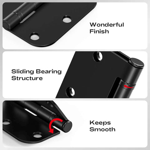 Matte Black 18 Pack Interior Door Hinges 3.5 Inch 5/8 Radius Round No Squeak Ball Bearing with smooth sliding mechanism