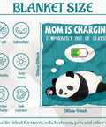 Ultra Soft Fiber Panda Throw Blanket 59x51 Inch All Season Cozy On The Go Napping Companion with charging mom text design